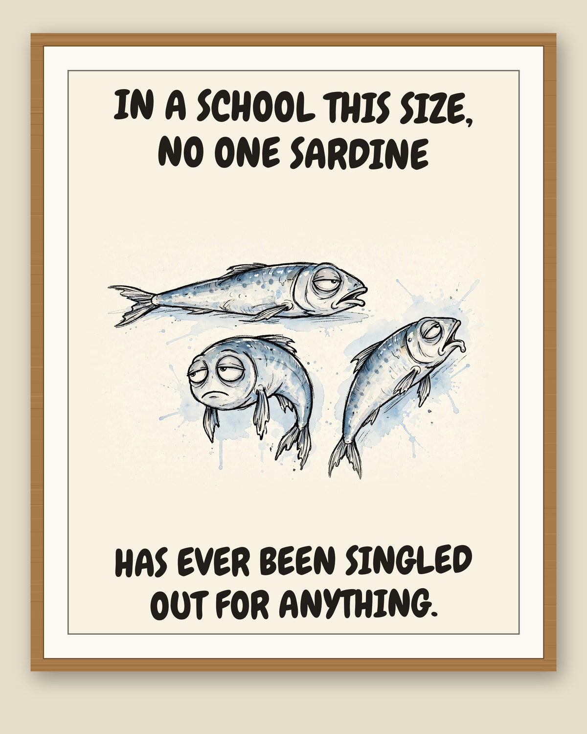 The same print shown framed with a cream mat — frame for display only, not included