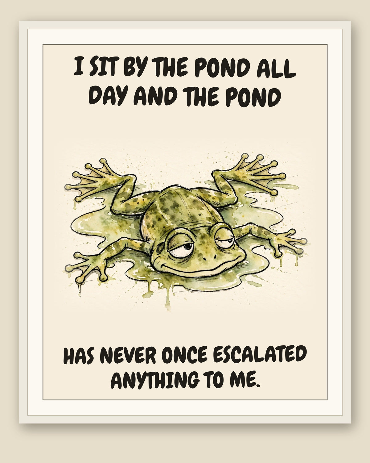 The same print shown framed with a cream mat — frame for display only, not included