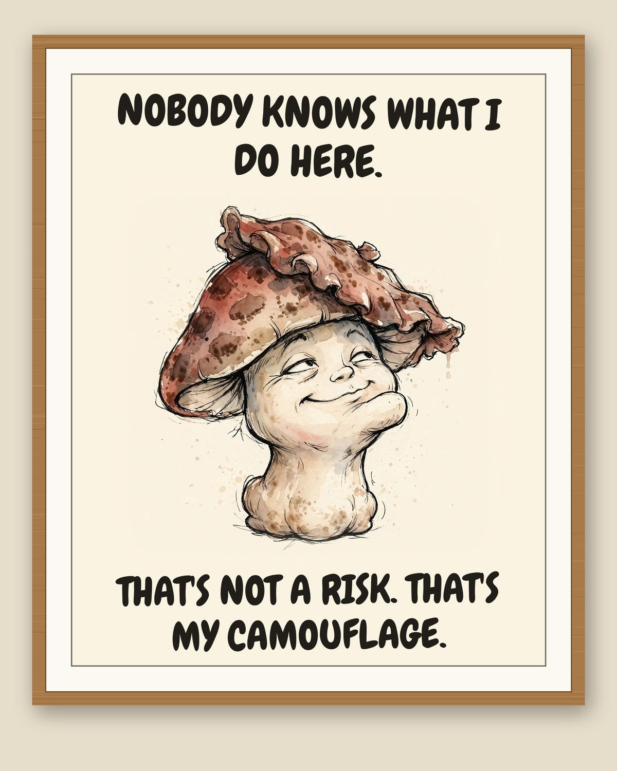 The same print shown framed with a cream mat — frame for display only, not included