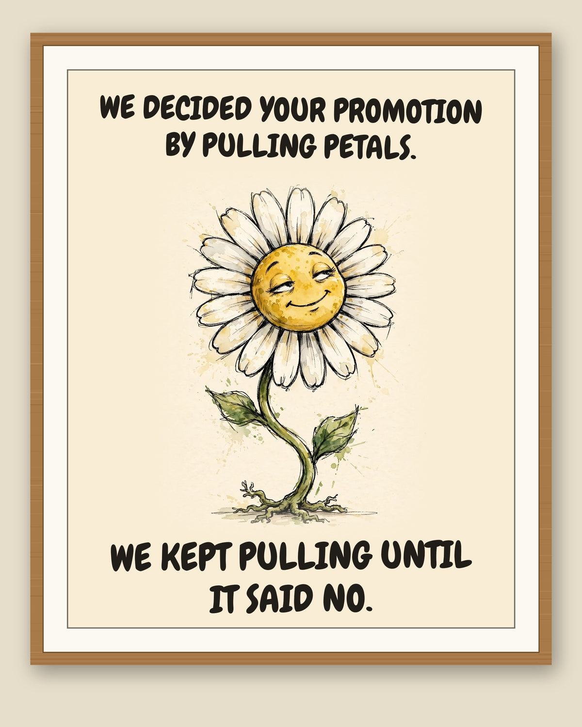 The same print shown framed with a cream mat — frame for display only, not included