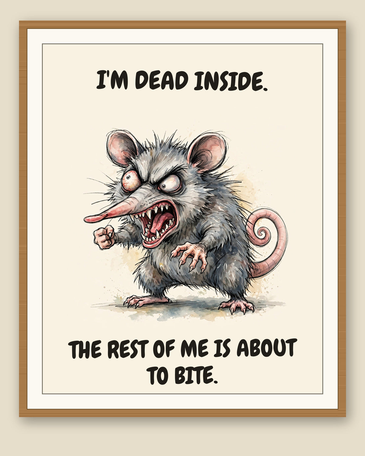 The same print shown framed with a cream mat — frame for display only, not included