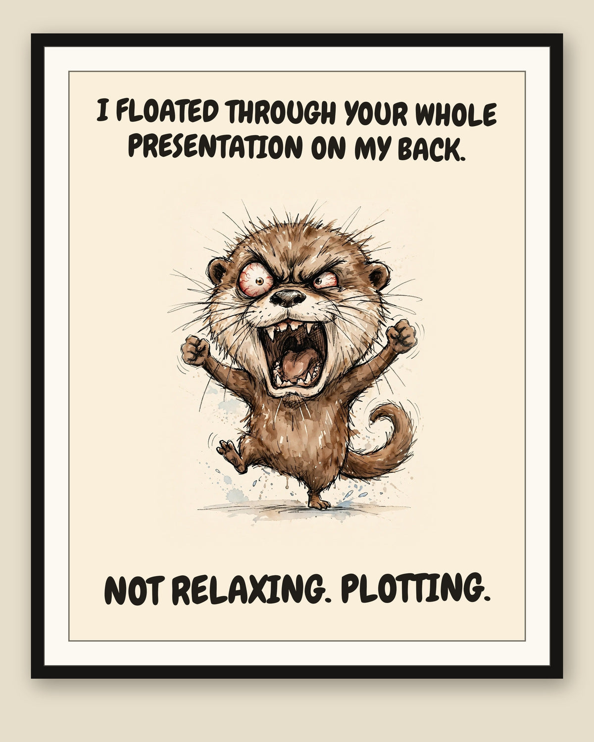 The same print shown framed with a cream mat — frame for display only, not included