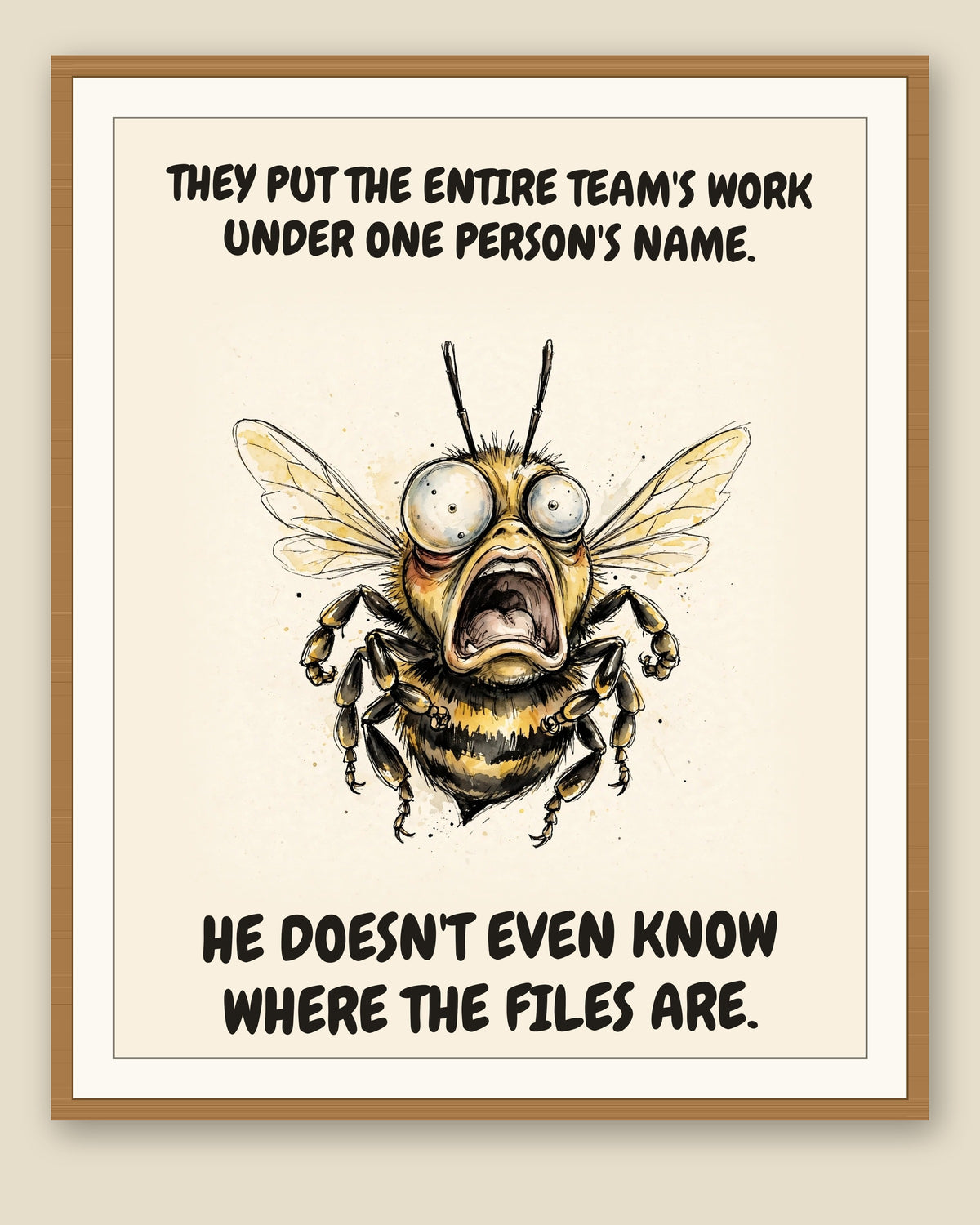 The same print shown framed with a cream mat — frame for display only, not included