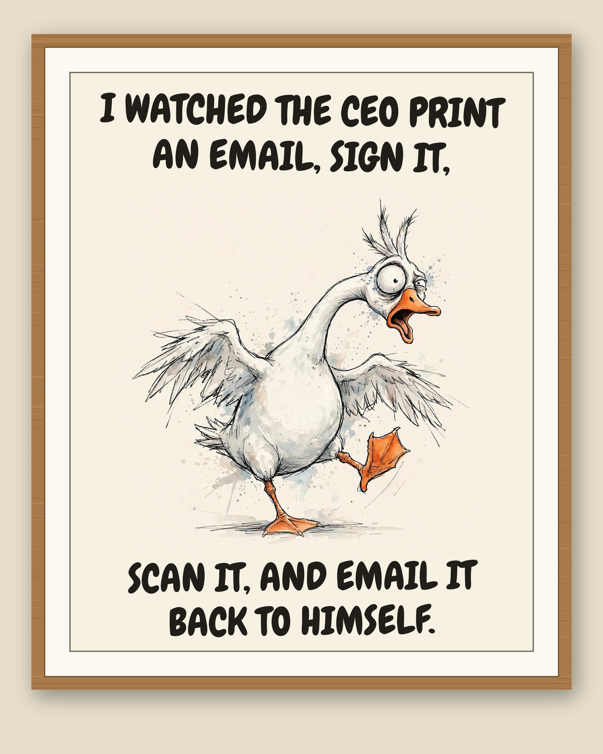 The same print shown framed with a cream mat — frame for display only, not included