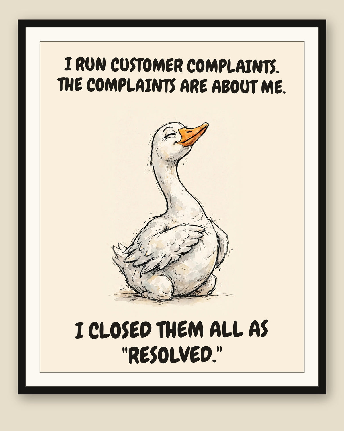 The same print shown framed with a cream mat — frame for display only, not included