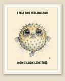 Framed display mockup — frame not included. Pisces Pufferfish zodiac art print.
