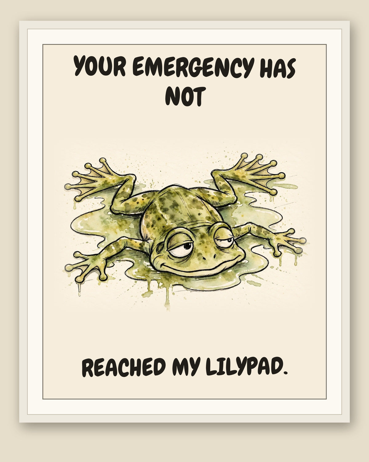 The same print shown framed with a cream mat — frame for display only, not included