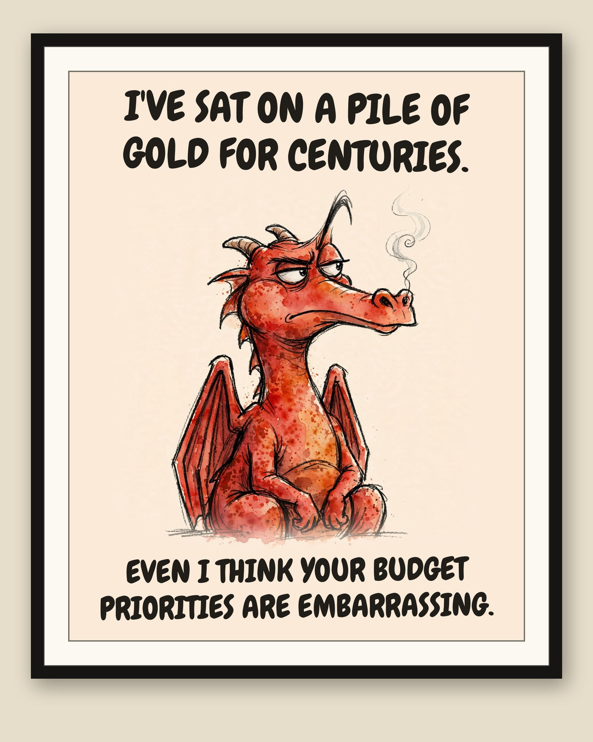 The same print shown framed with a cream mat — frame for display only, not included