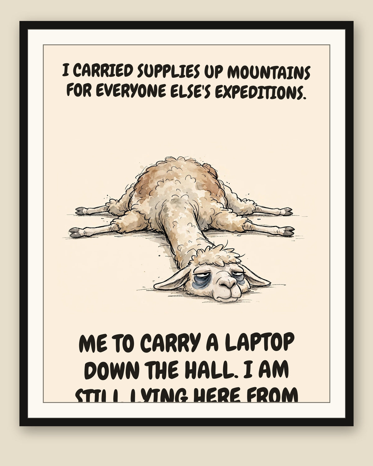 The same print shown framed with a cream mat — frame for display only, not included