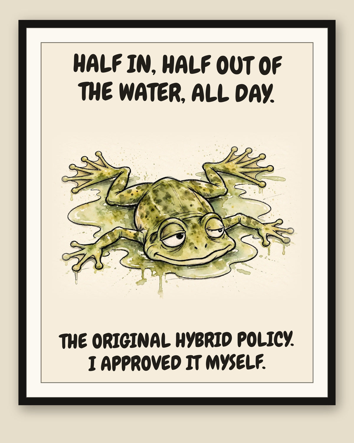 The same print shown framed with a cream mat — frame for display only, not included