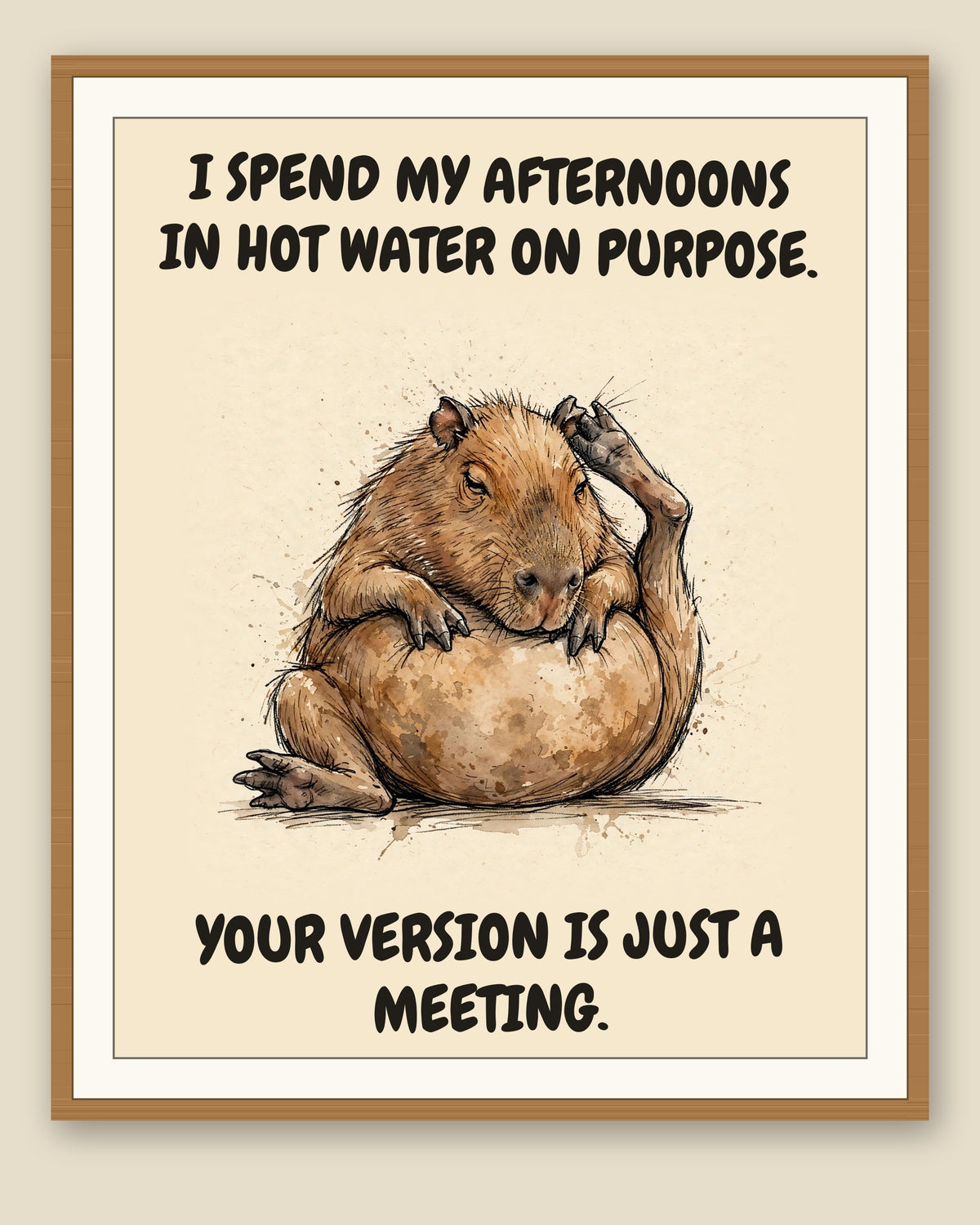 The same print shown framed with a cream mat — frame for display only, not included