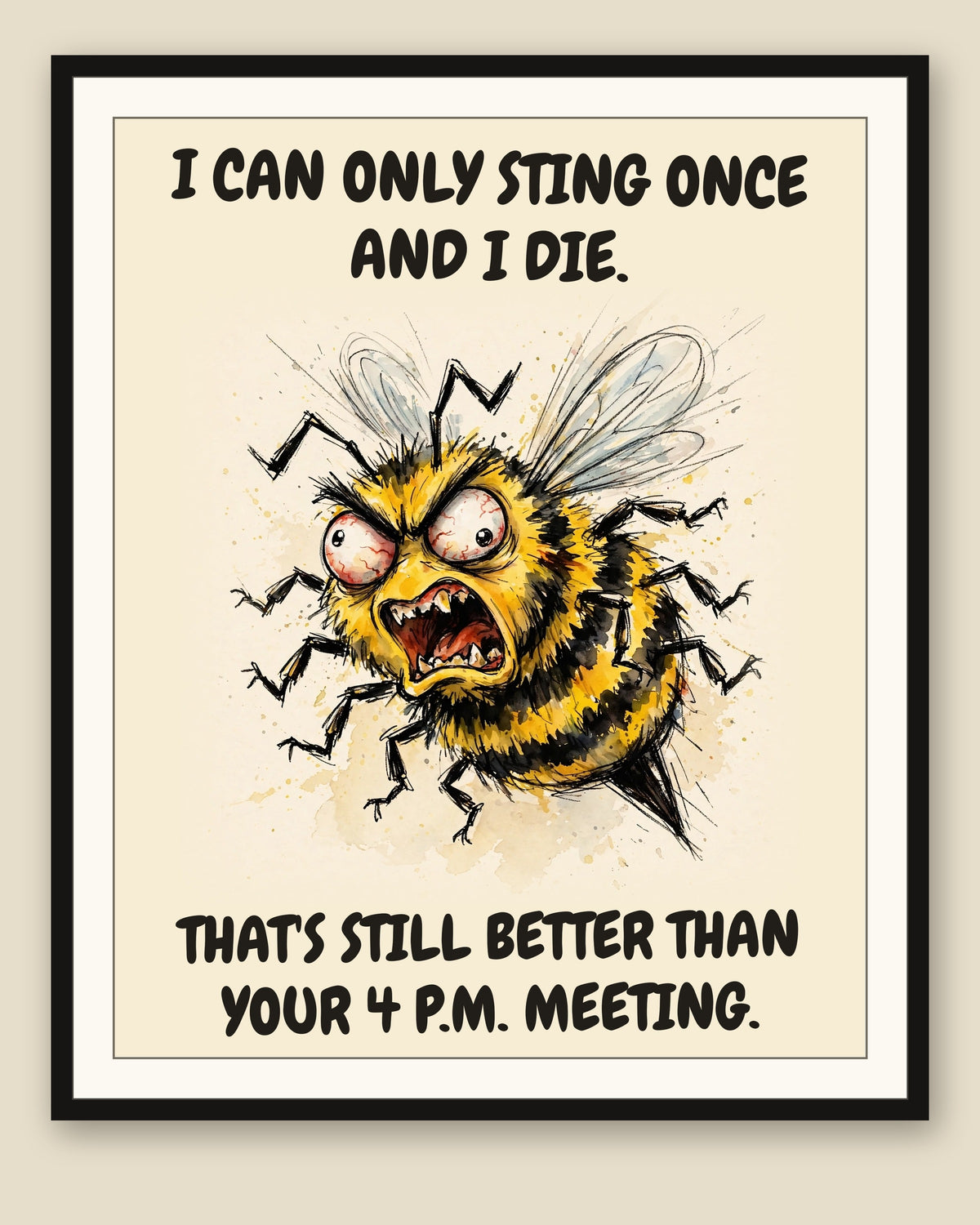 The same print shown framed with a cream mat — frame for display only, not included