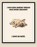 Framed display mockup — frame not included. Exhausted French Bulldog art print.