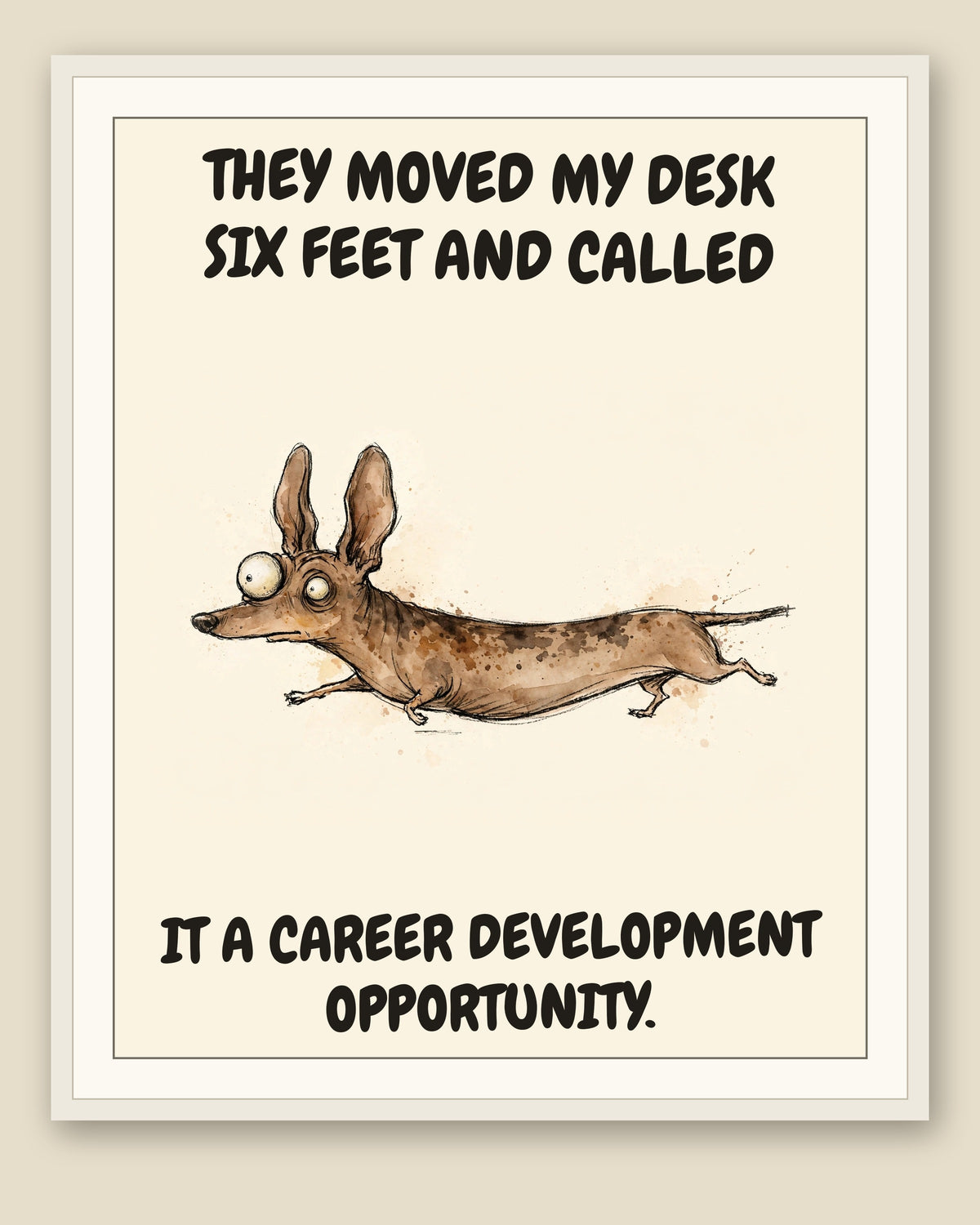 The same print shown framed with a cream mat — frame for display only, not included