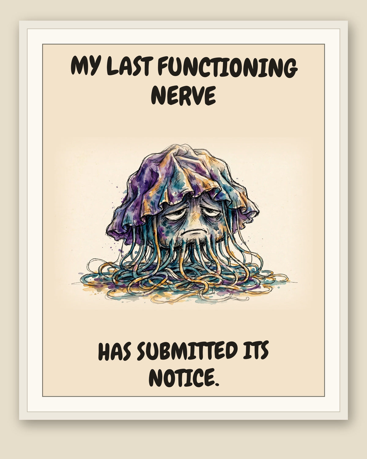 The same print shown framed with a cream mat — frame for display only, not included