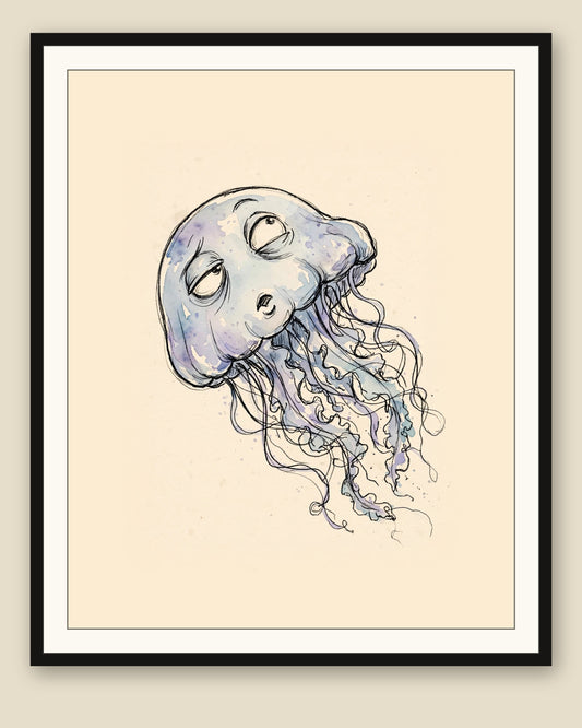 The same wordless print shown framed with a cream mat — frame for display only, not included