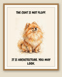 Framed display mockup — frame not included. Smug Pomeranian art print.