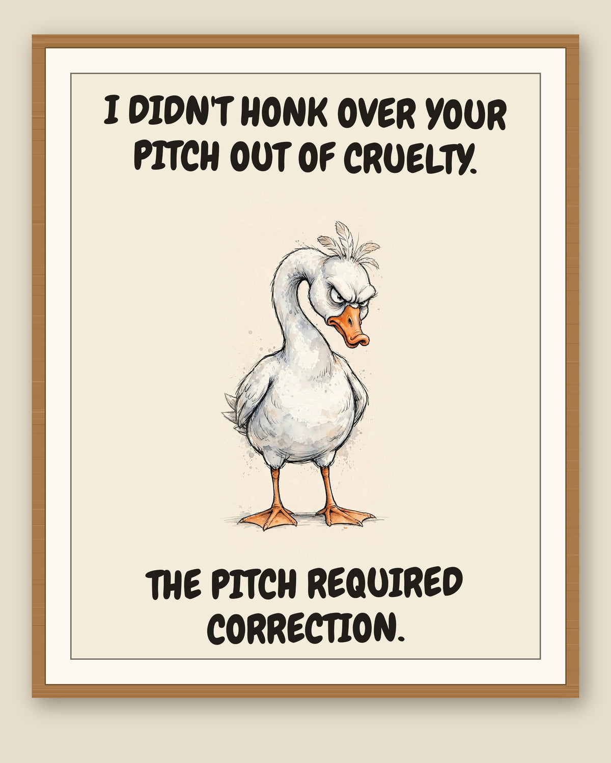 The same print shown framed with a cream mat — frame for display only, not included