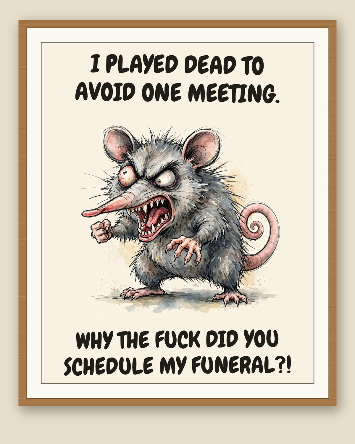 The same print shown framed with a cream mat — frame for display only, not included