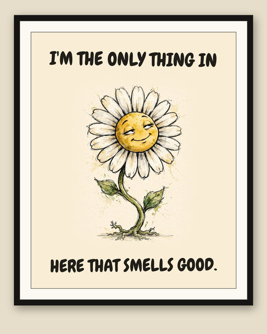 The same print shown framed with a cream mat — frame for display only, not included