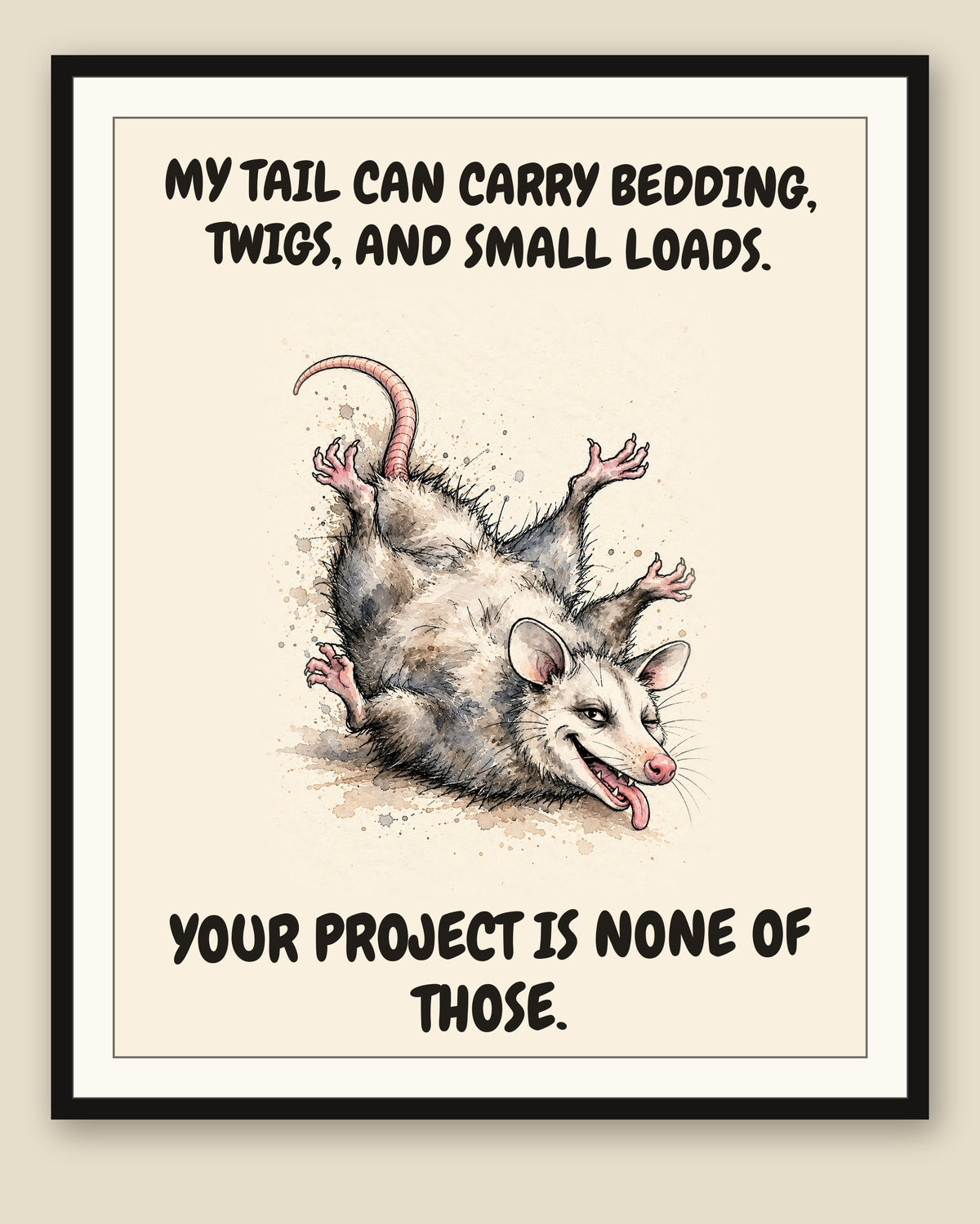 The same print shown framed with a cream mat — frame for display only, not included