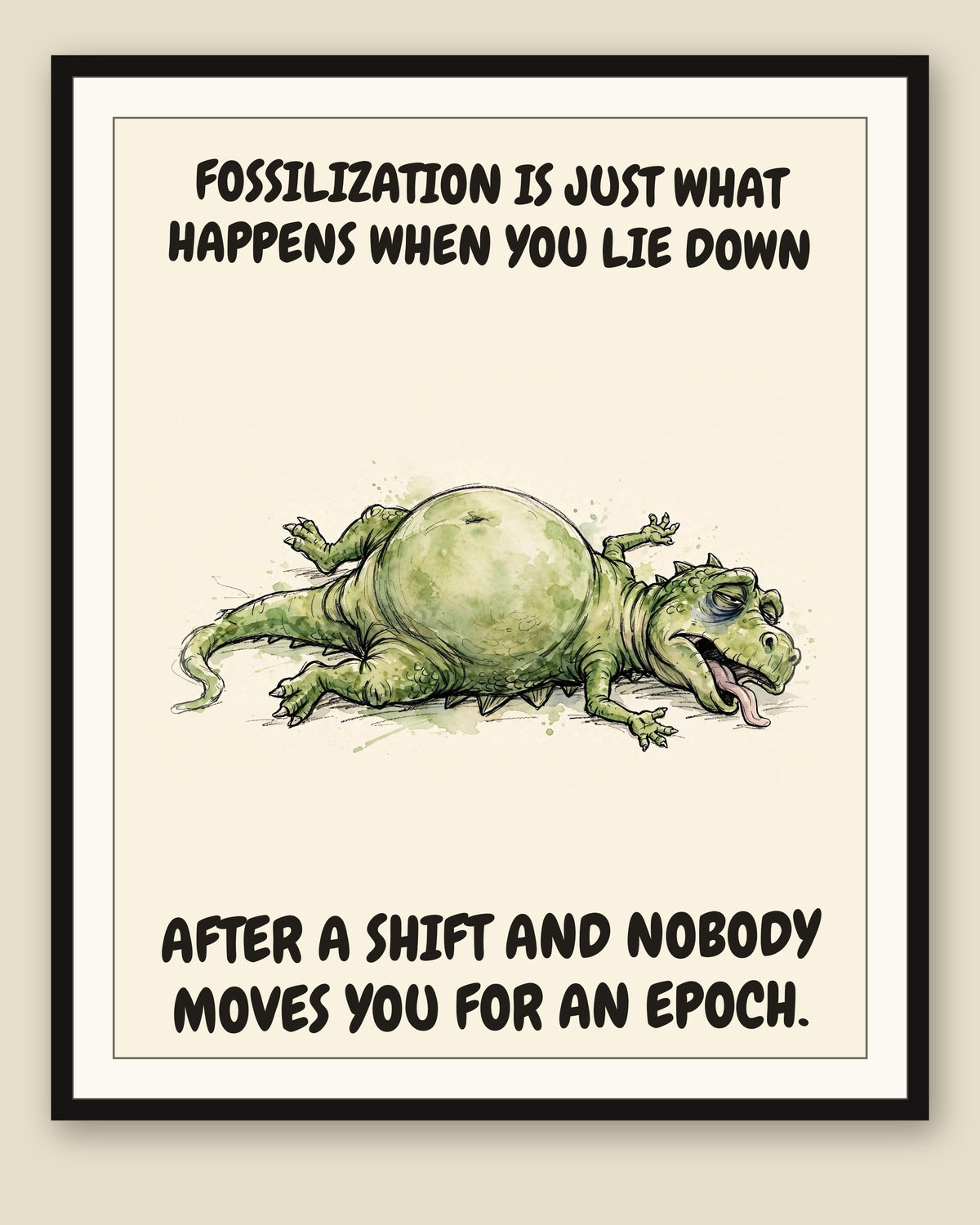The same print shown framed with a cream mat — frame for display only, not included