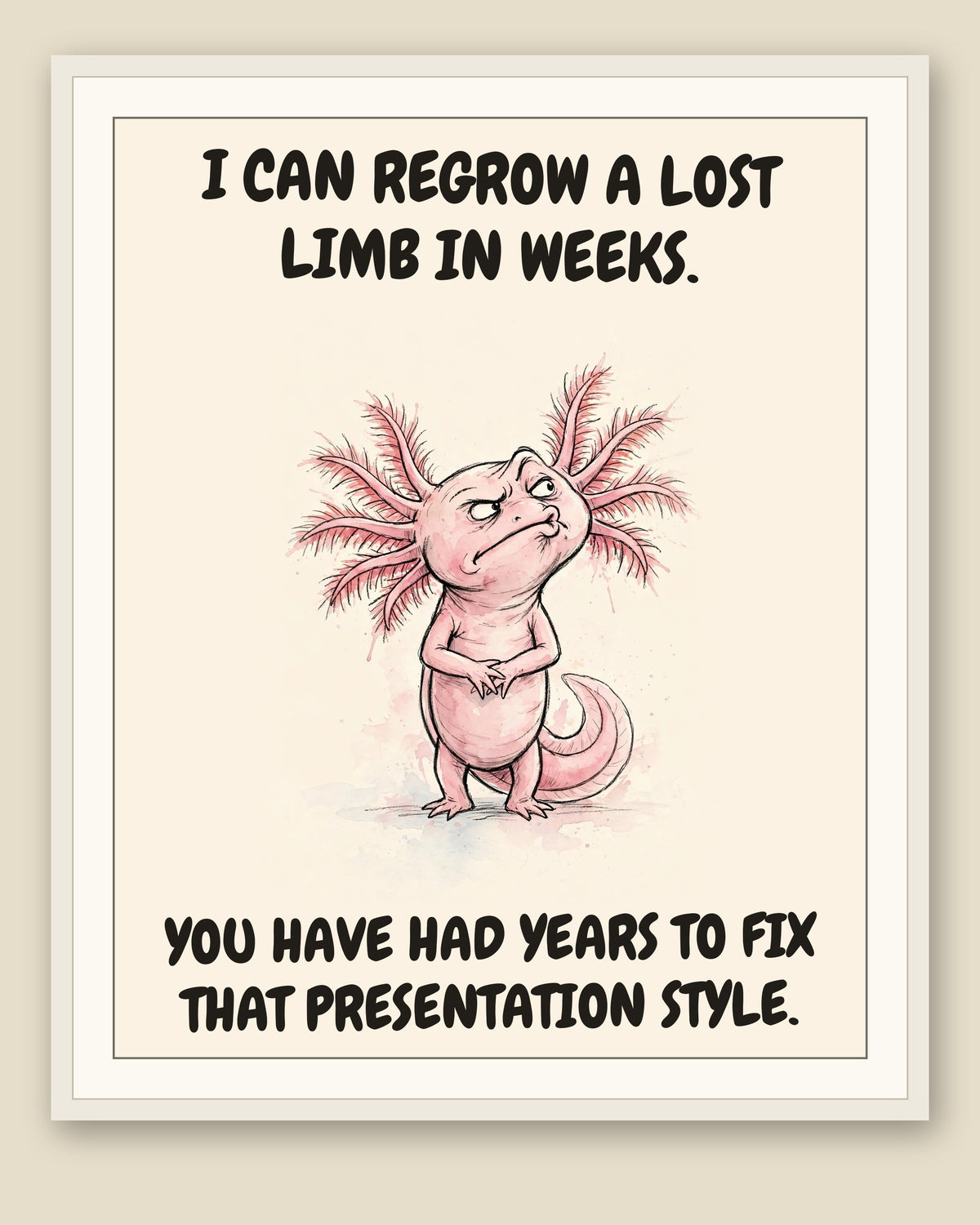 The same print shown framed with a cream mat — frame for display only, not included