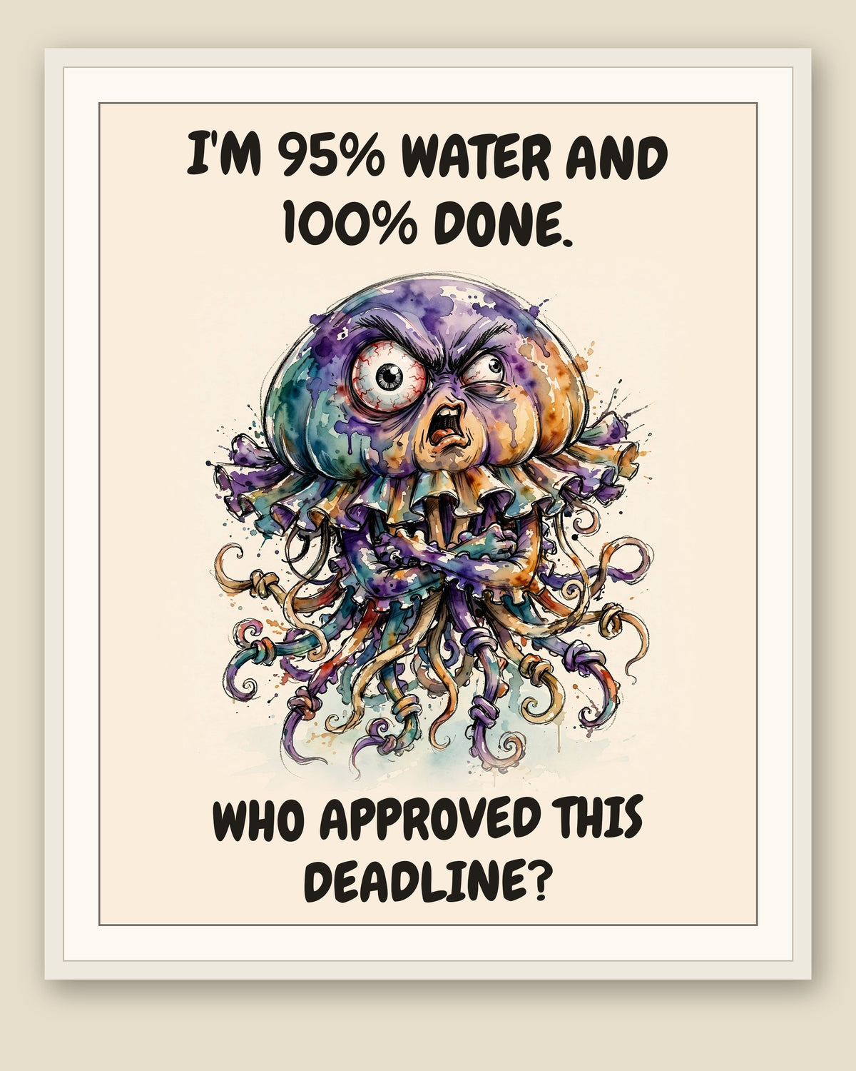 The same print shown framed with a cream mat — frame for display only, not included