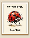 The same print shown framed with a cream mat — frame for display only, not included