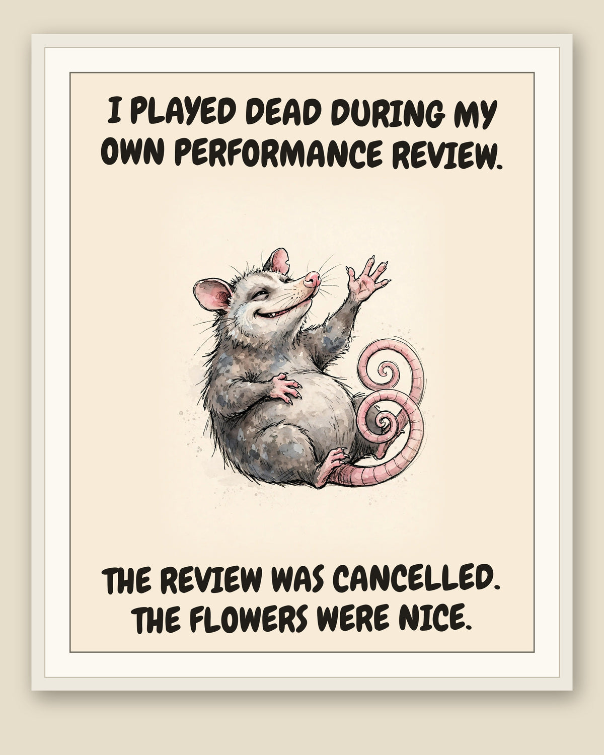 The same print shown framed with a cream mat — frame for display only, not included
