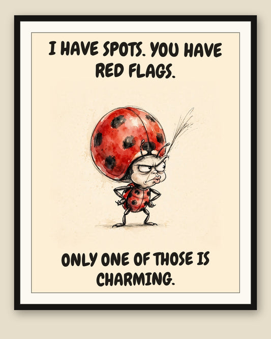The same print shown framed with a cream mat — frame for display only, not included