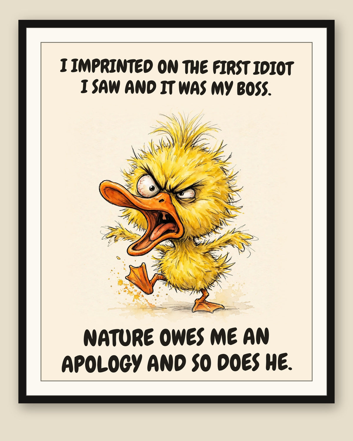 The same print shown framed with a cream mat — frame for display only, not included