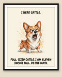 Framed display mockup — frame not included. Furious Pembroke Welsh Corgi art print.