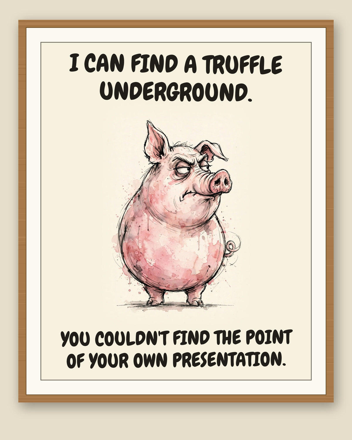 The same print shown framed with a cream mat — frame for display only, not included