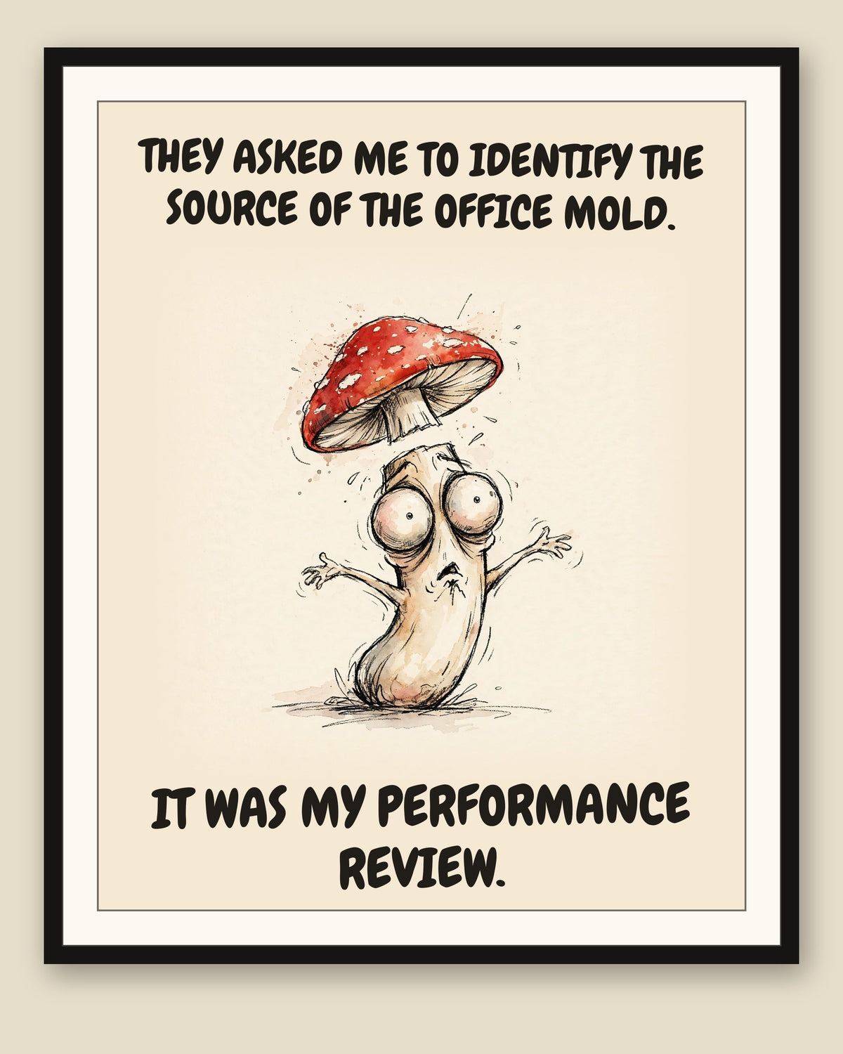 The same print shown framed with a cream mat — frame for display only, not included