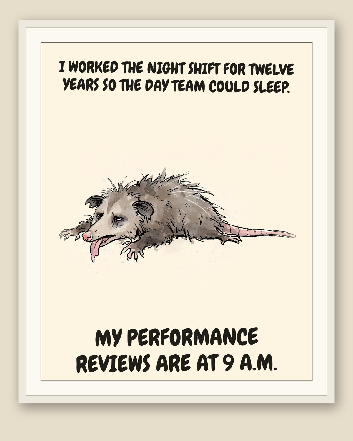 The same print shown framed with a cream mat — frame for display only, not included