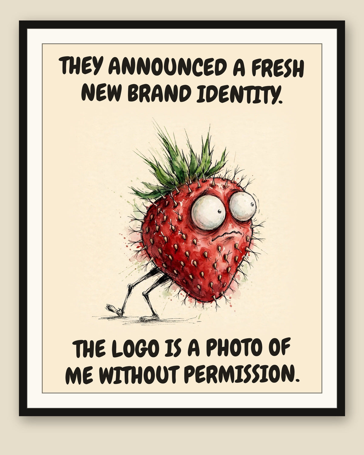The same print shown framed with a cream mat — frame for display only, not included