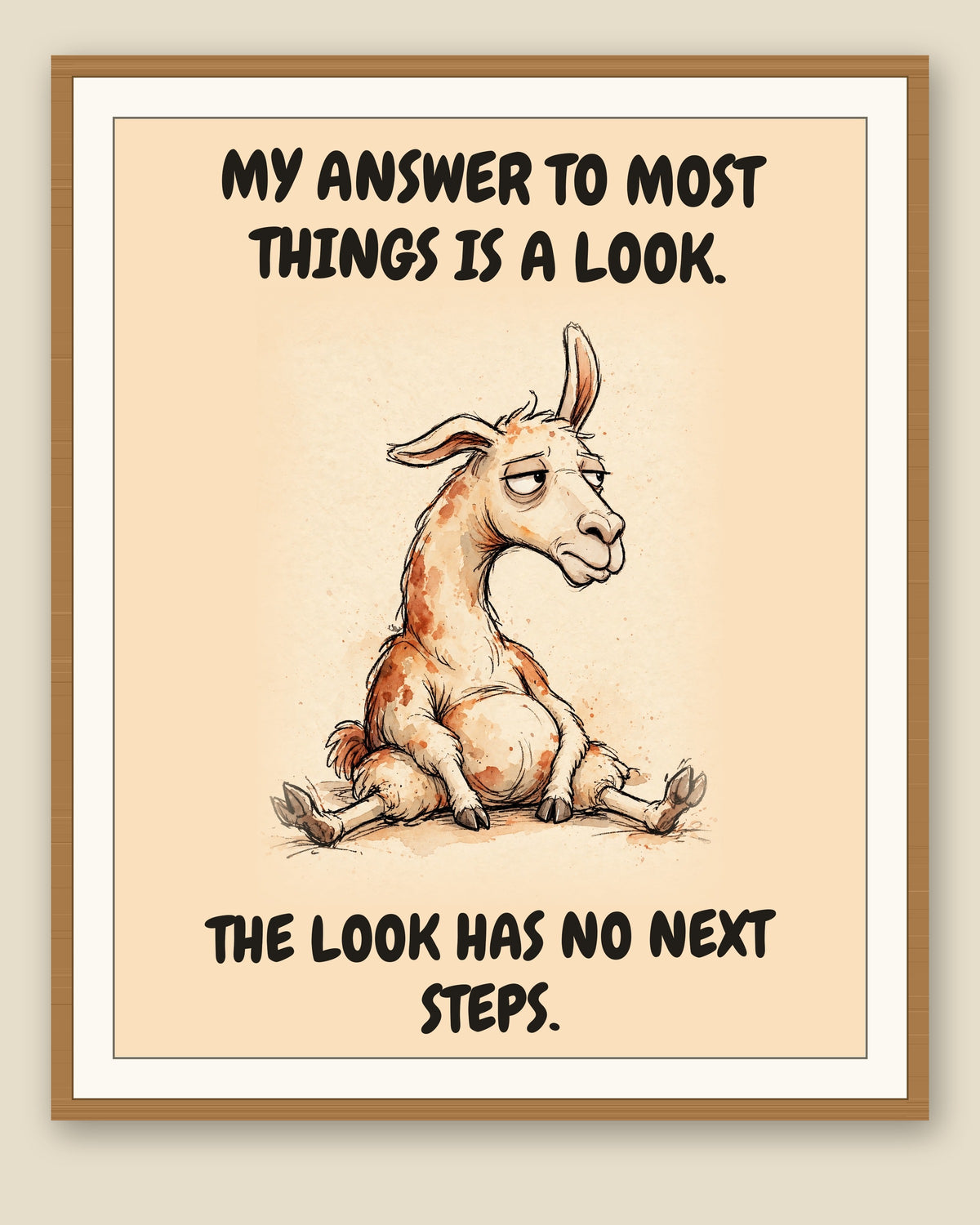 The same print shown framed with a cream mat — frame for display only, not included