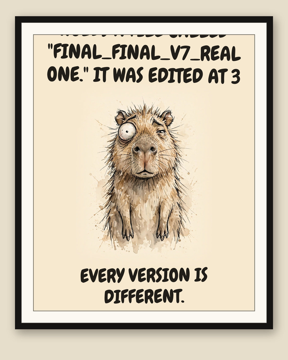 The same print shown framed with a cream mat — frame for display only, not included