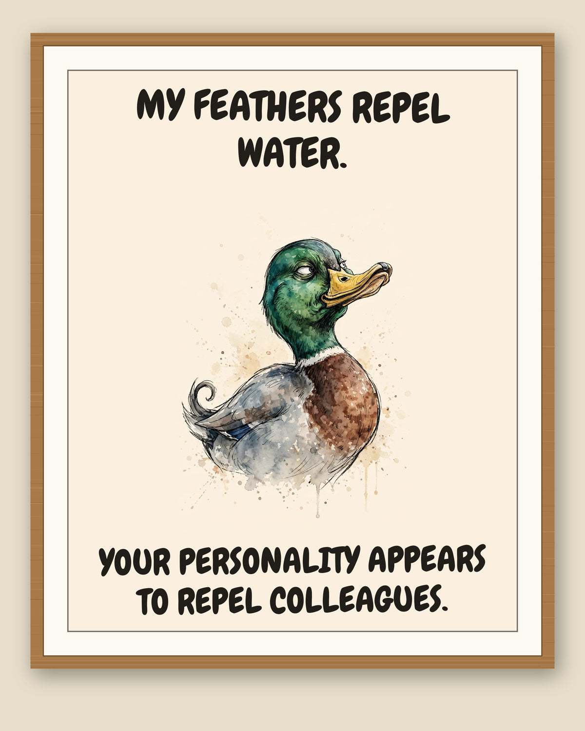 The same print shown framed with a cream mat — frame for display only, not included