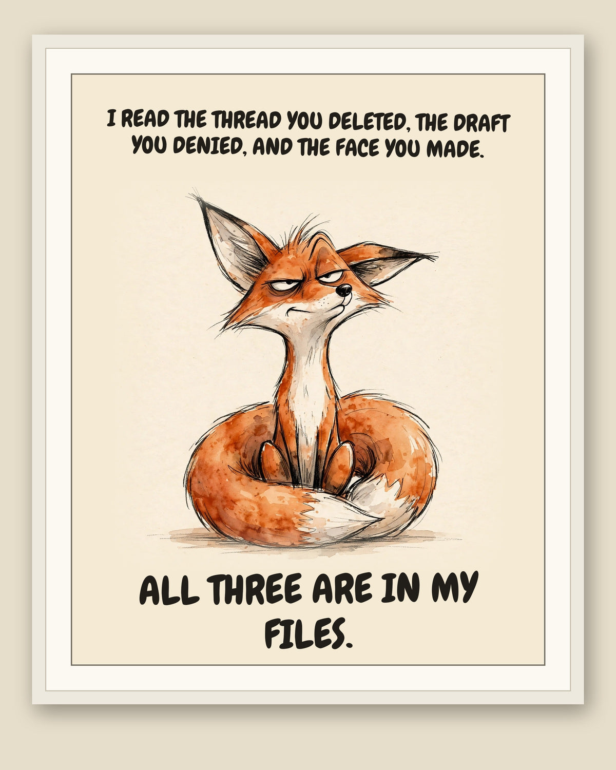 The same print shown framed with a cream mat — frame for display only, not included
