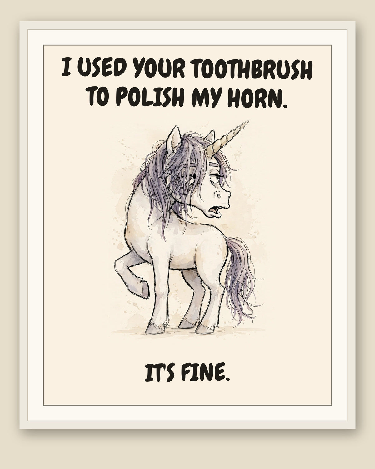 The same print shown framed with a cream mat — frame for display only, not included