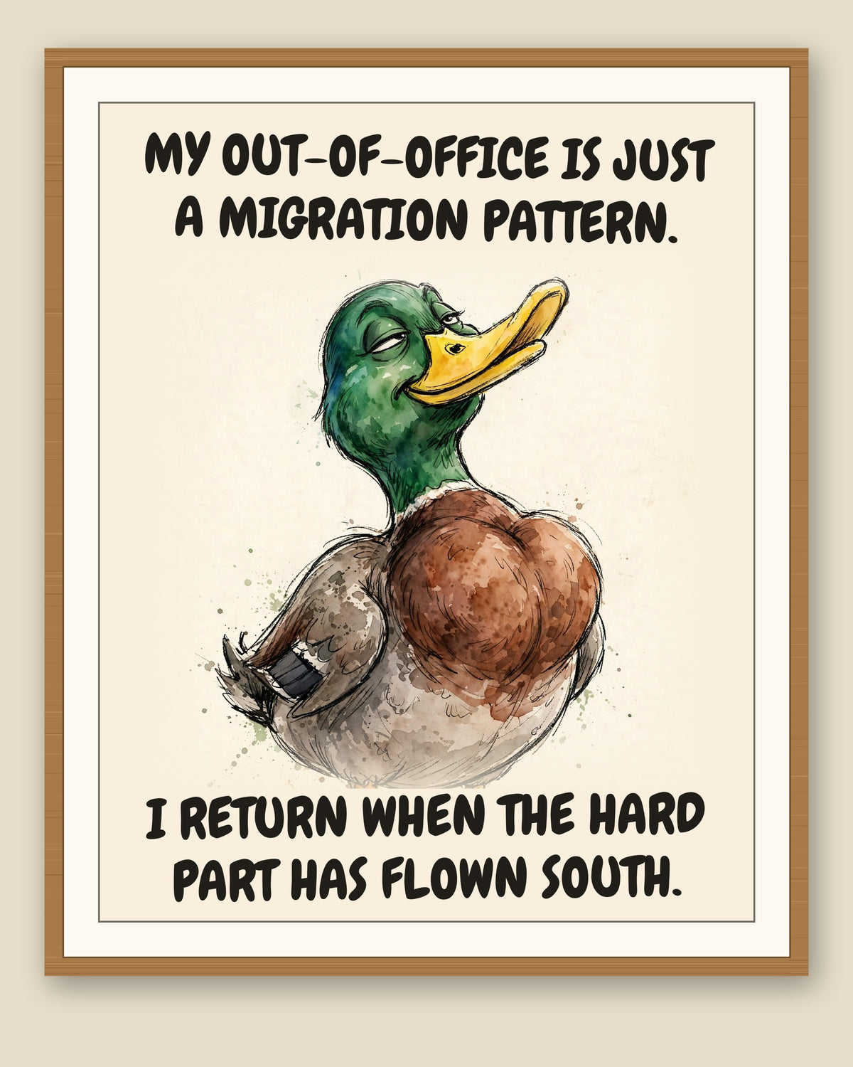 The same print shown framed with a cream mat — frame for display only, not included