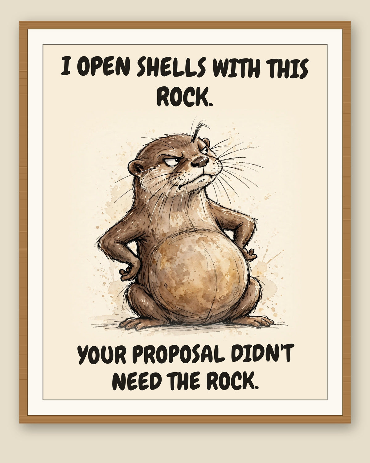 The same print shown framed with a cream mat — frame for display only, not included