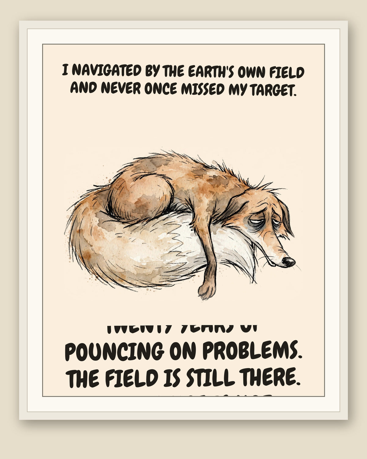 The same print shown framed with a cream mat — frame for display only, not included