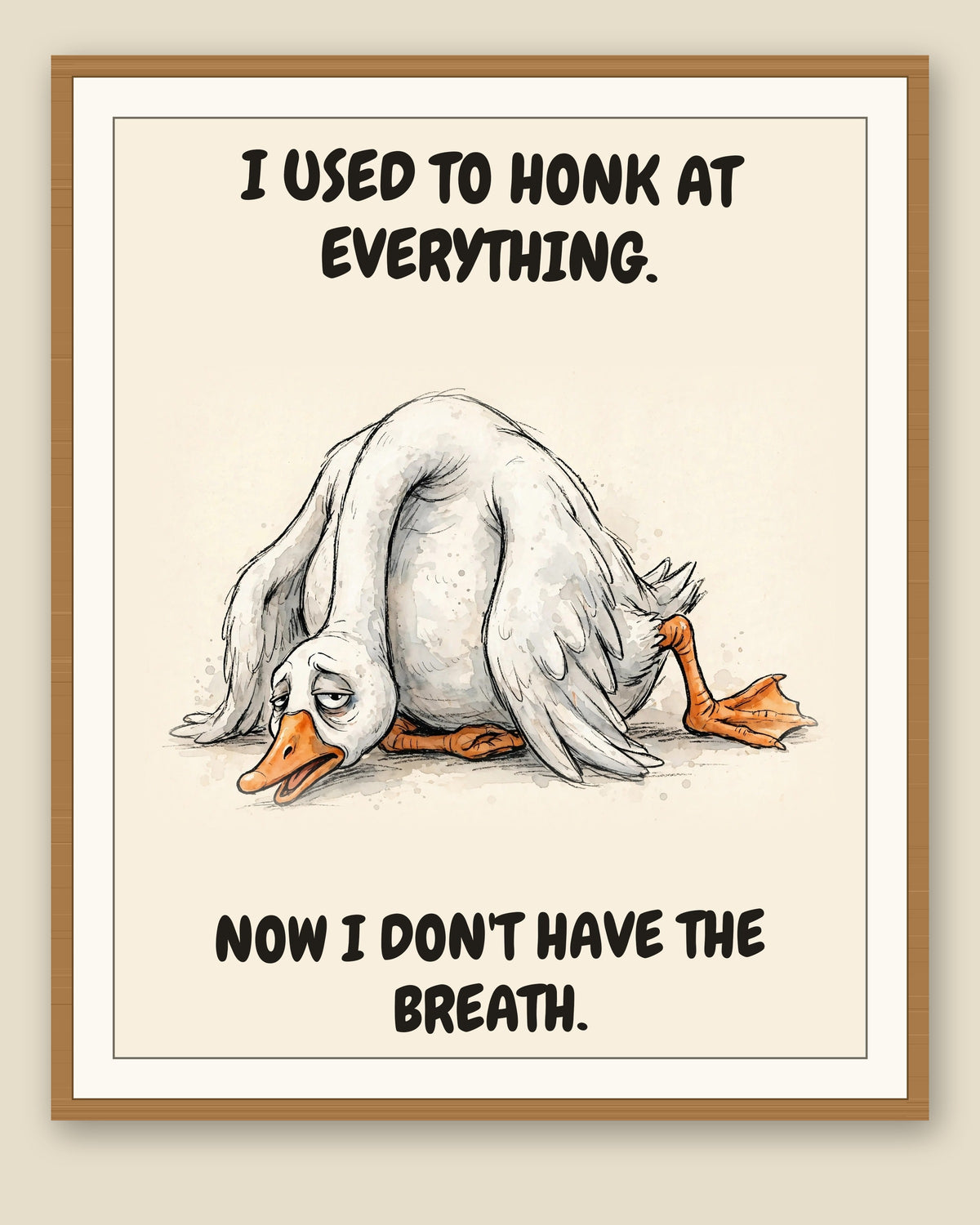 The same print shown framed with a cream mat — frame for display only, not included