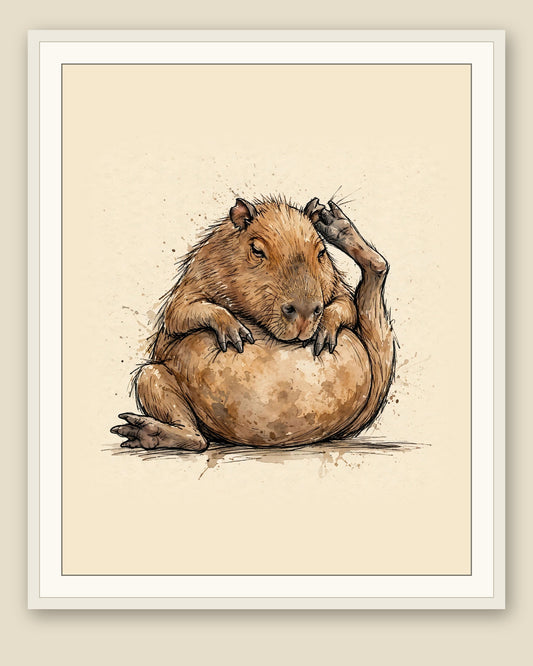 The same wordless print shown framed with a cream mat — frame for display only, not included