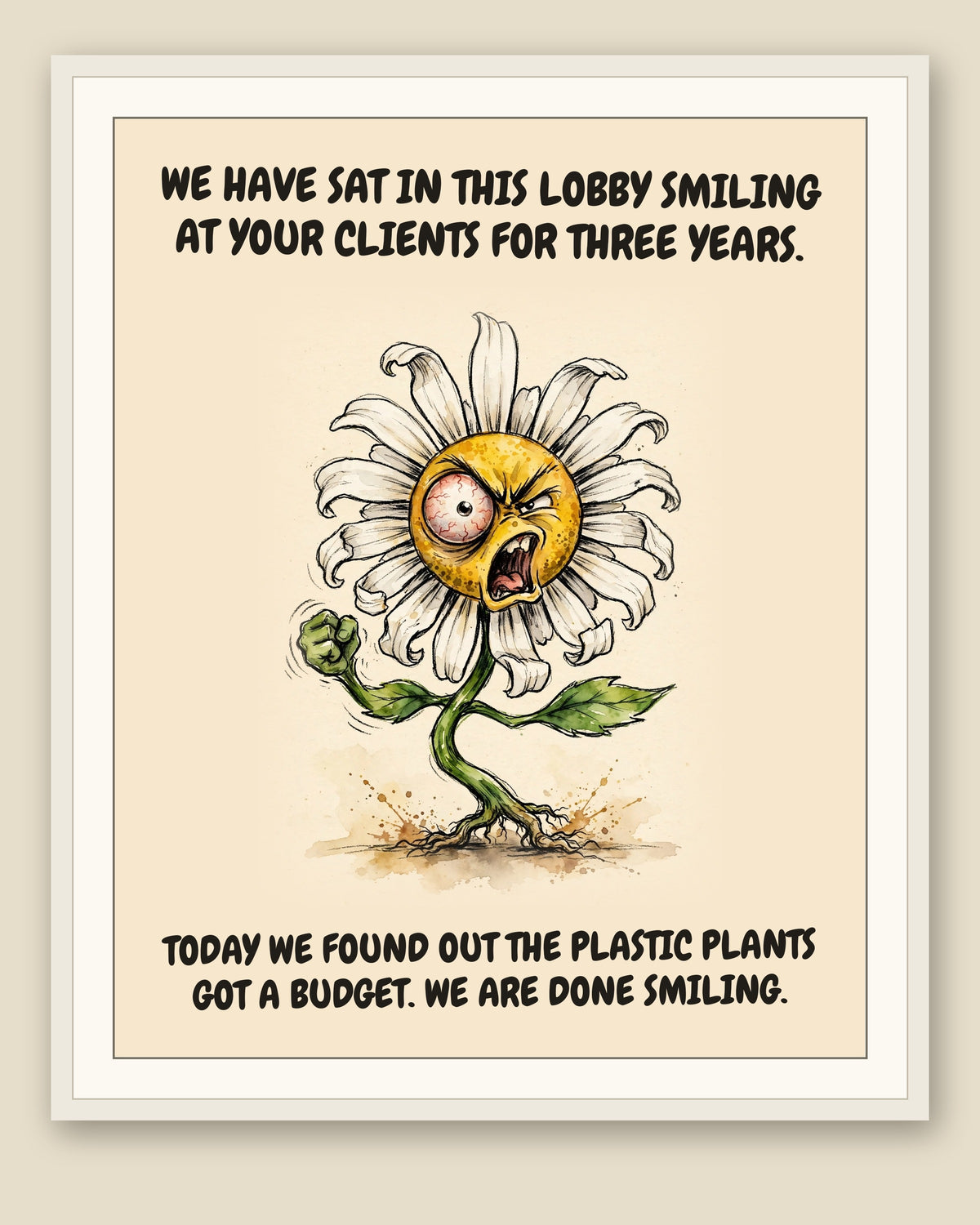The same print shown framed with a cream mat — frame for display only, not included