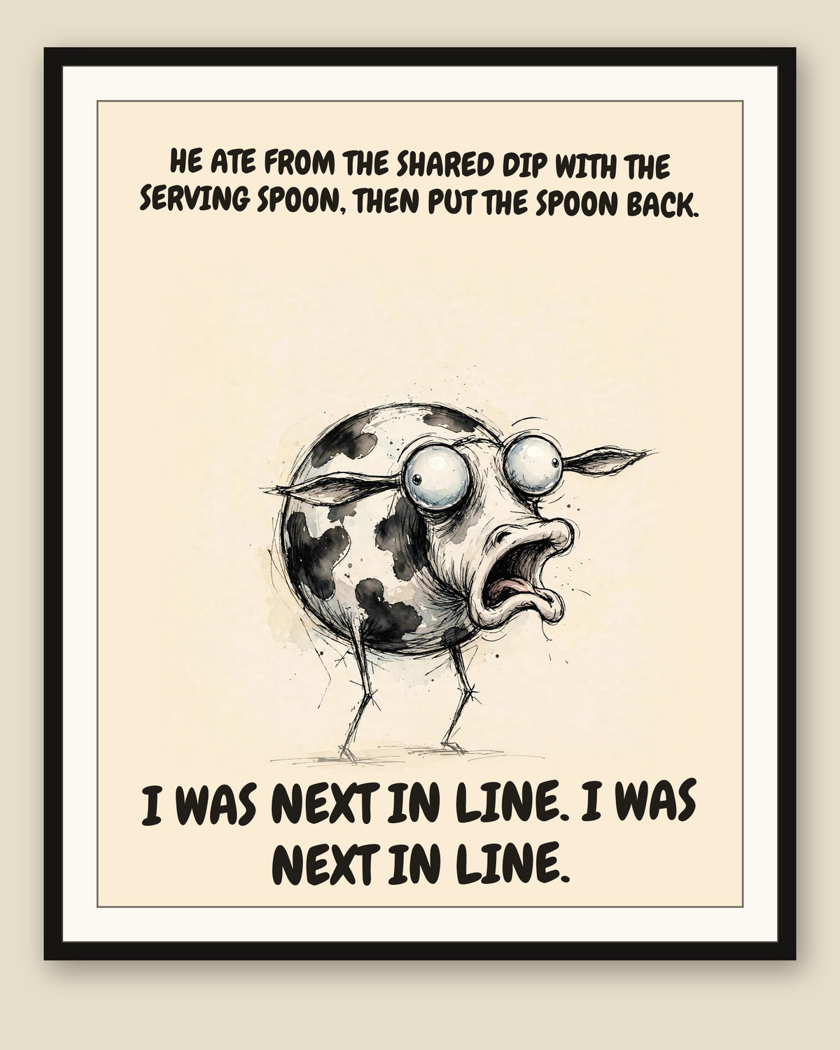 The same print shown framed with a cream mat — frame for display only, not included