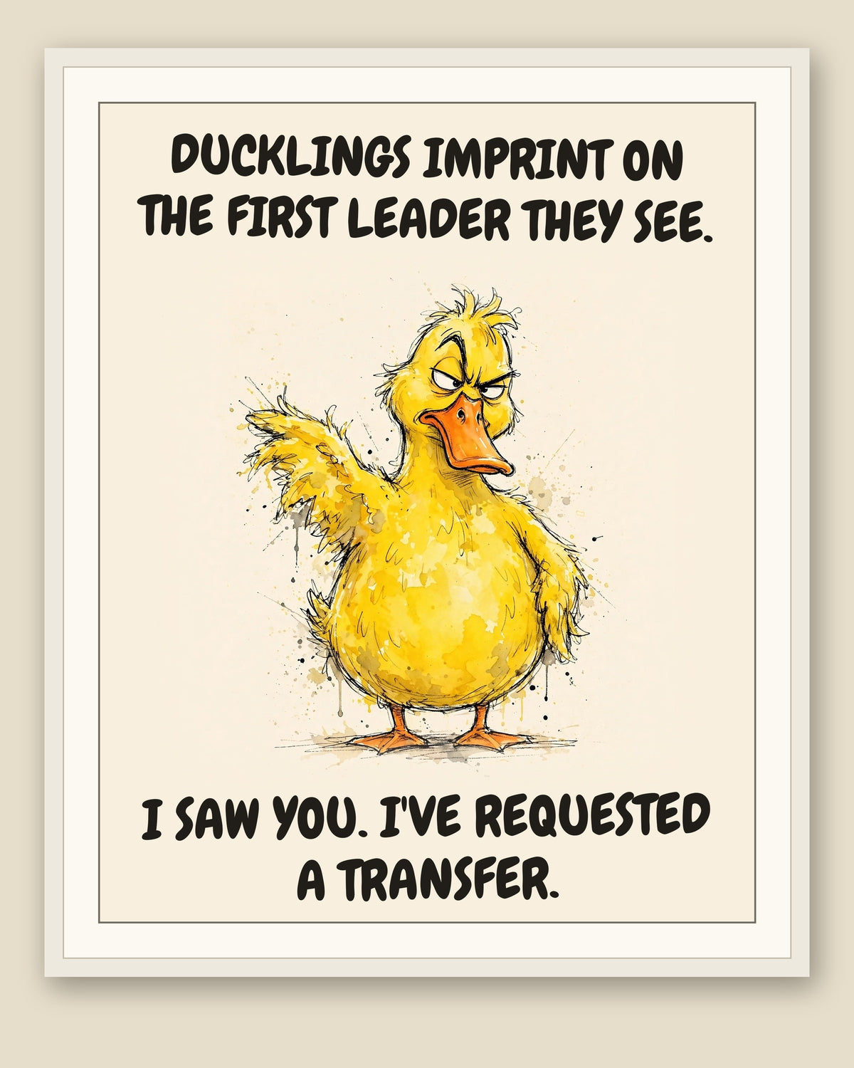 The same print shown framed with a cream mat — frame for display only, not included